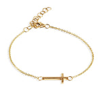 BRACCIALE MINIMAL CROCE PICCOLA LUCIDA ORO ROSSO 9 KT E CATENA ORO ROSA 9 KT