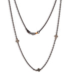 COLLANA UOMO IN TITANIO COMPOSTA DA 3 CROCI  E DIAMANTI BLACK, ORO ROSSO 9 KT E CATENA.