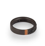 ANELLO UOMO IN TITANIO, ORO ROSSO 18 KT E 27 DIAMANTI BLACK.