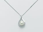 CATENINA ORO BIANCO CON PERLA E DIAMANTI