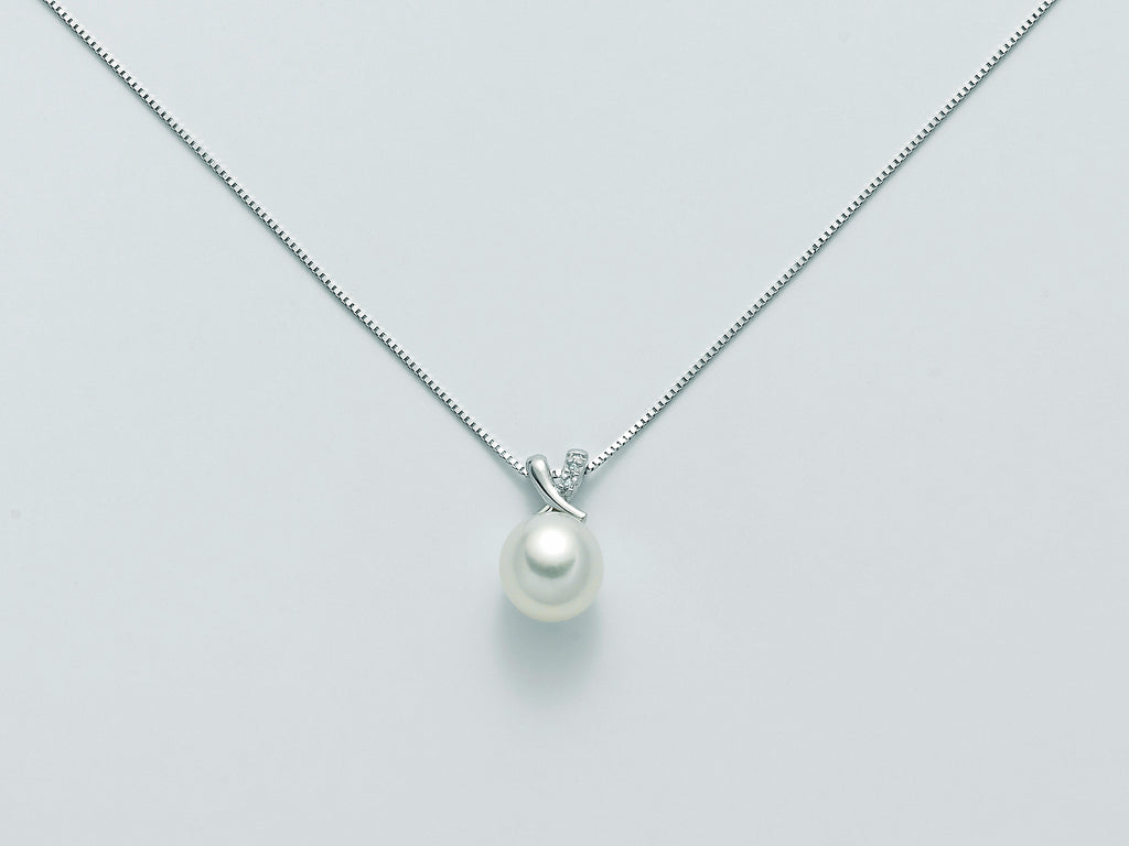 CATENINA CON CIONDOLO PERLA IN ORO BIANCO E DIAMANTI PCL5171X