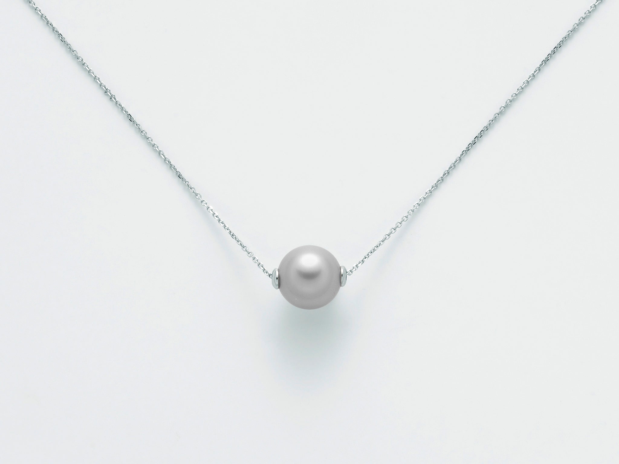 CATENINA CON PERLA GRIGIA IN ORO BIANCO 