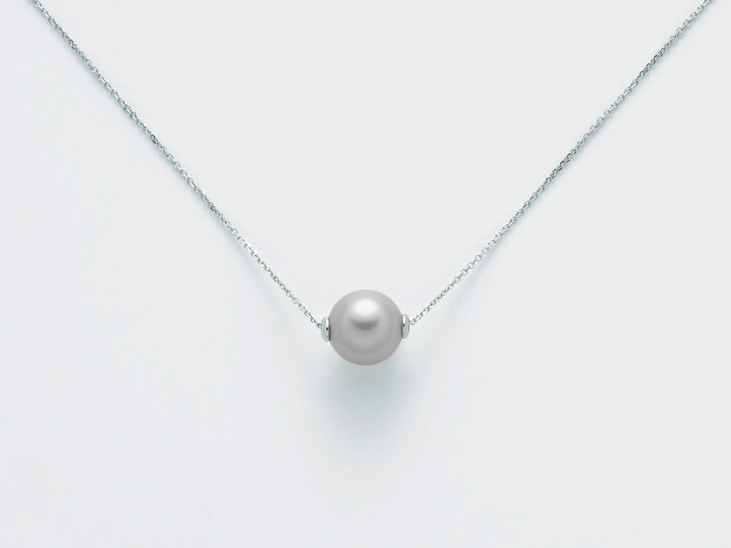CATENINA CON PERLA GRIGIA IN ORO BIANCO 