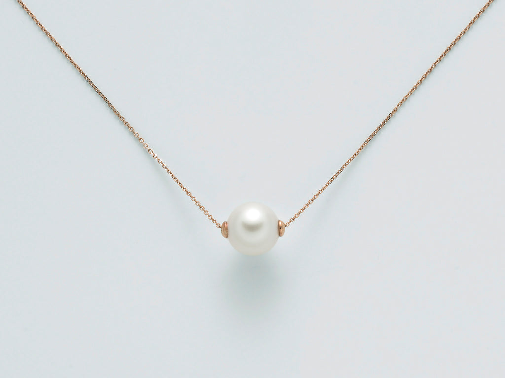 CATENINA CON PERLA BIANCA IN ORO ROSA 