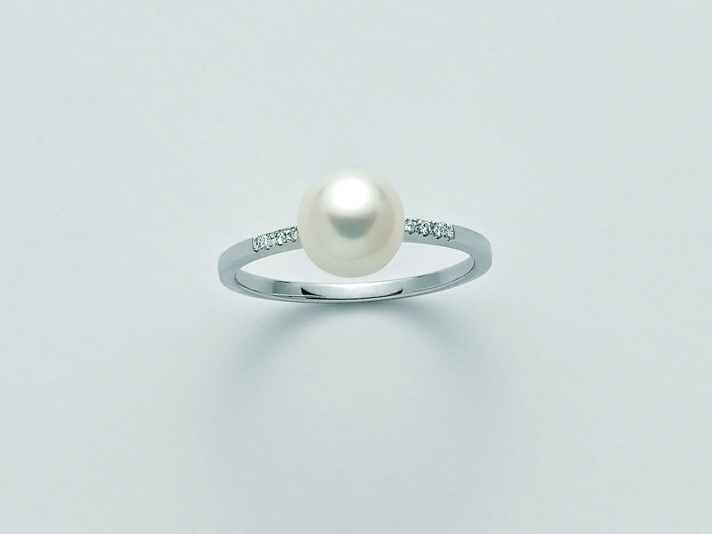 ANELLO IN ORO BIANCO CON PERLA E DIAMANTI PLI1594