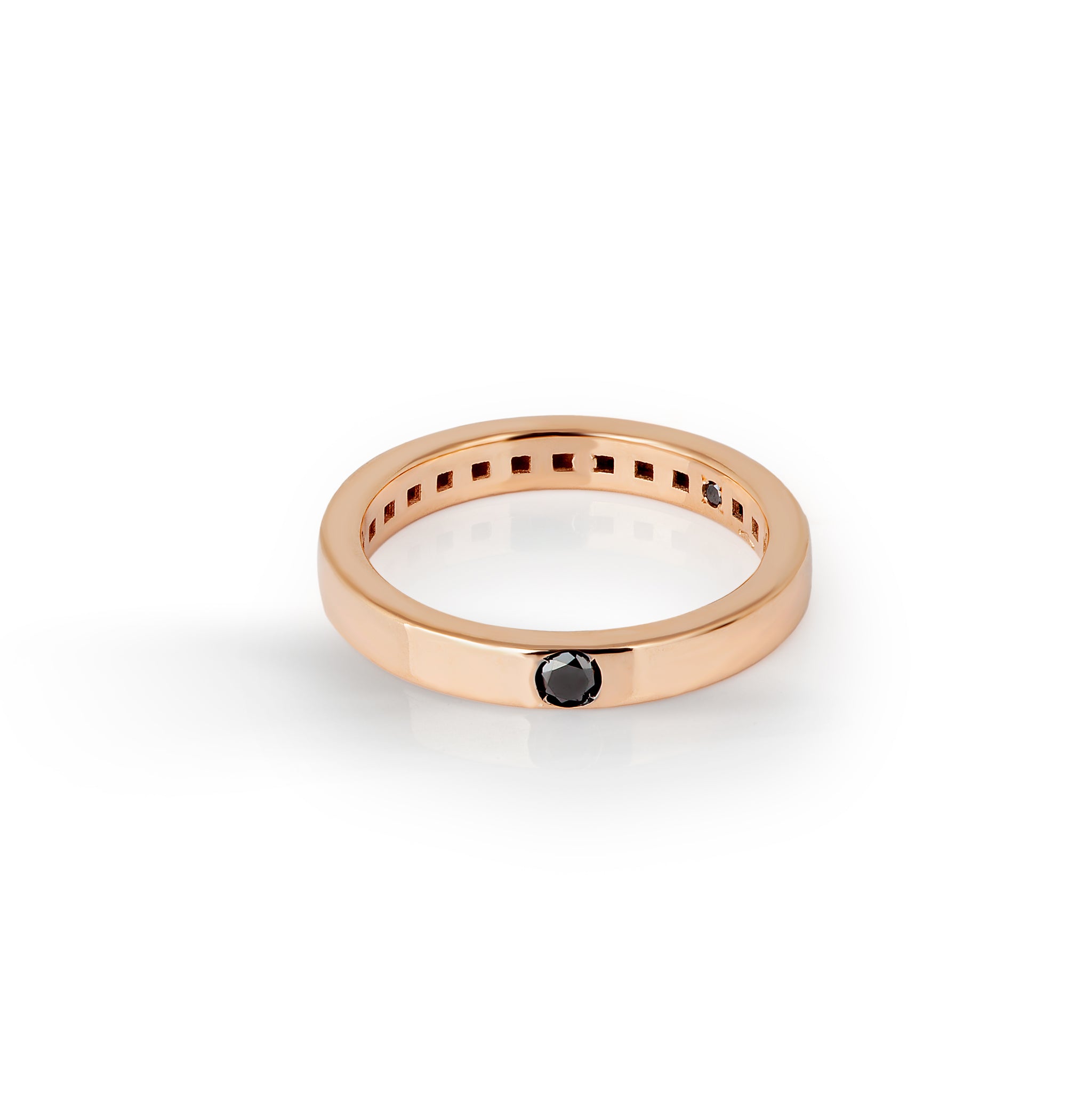 SOLITARIO ORO ROSSO 9 KT E DIAMANTE BLACK.