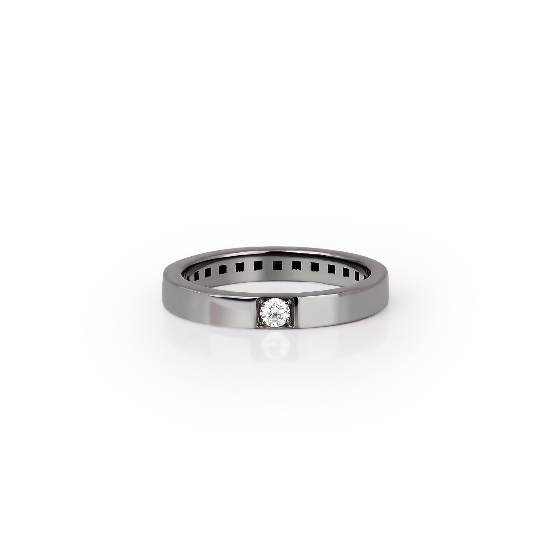 SOLITARIO 9KT ORO BIANCO BRUNITO CON DIAMANTE WHITE.