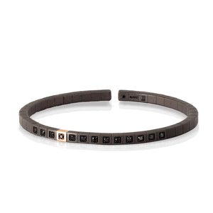 BRACCIALE UOMO LINEA LOOP IN TITANIO, ORO ROSSO 9 KT, DIAMANTI BLACK.