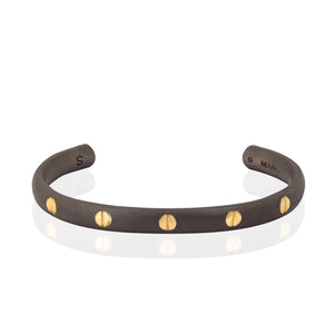 BRACCIALE RIGIDO GRANDE UOMO LINEA BOOST IN TITANIO E 5 VITI IN ORO GIALLO 9 KT.