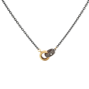 COLLANA UOMO LINEA BOOST  CON BARILOTTI IN TITANIO E ORO GIALLO 9 KT, 6 DIAMANTI WHITE, ORO ROSSO 9 KT E 18 KT.