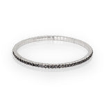 BRACCIALE TENNIS ELASTICO IN ORO BIANCO 9 KT E DIAMANTI BLACK