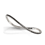 BRACCIALE TENNIS ELASTICO IN ORO BIANCO 9 KT E DIAMANTI BLACK